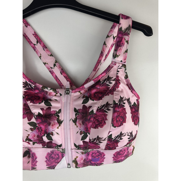 Shefit Ultimate Sports Bra High Impact Pink Floral Front Zip Size 1Luxe 40-42 - Picture 5 of 14